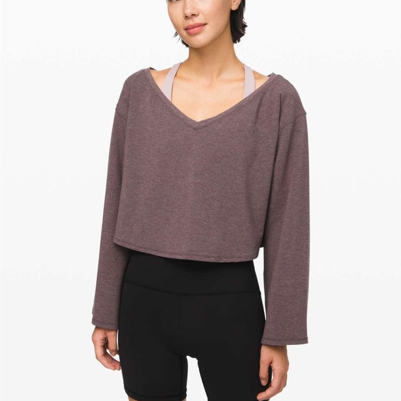 Lululemon Show Your Depth Reversible Crop Top Flare Heathered Antique Bark M/L - Picture 2 of 10
